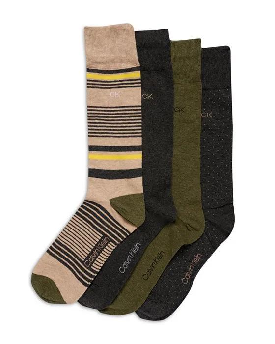 Assorted Dress Crew Socks, Pack of 4 
