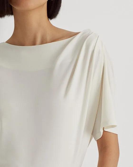 Asymmetric Neck Dolman Sleeve Top