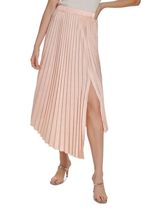 Asymmetric Pleated Midi Skirt