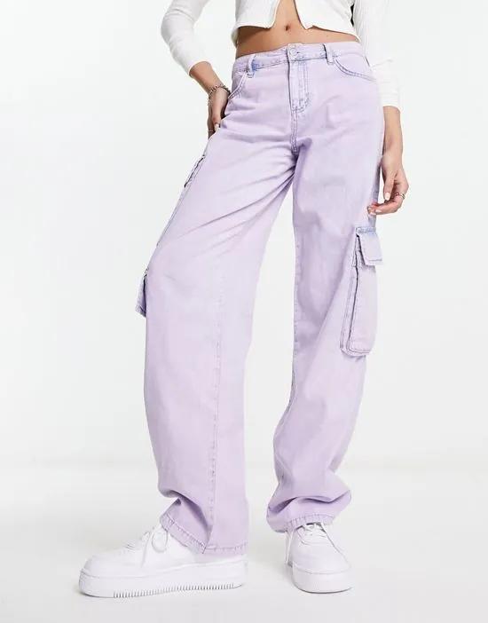 ASYOU cargo jeans in washed lilac