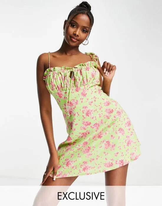 ASYOU ruched bust cami mini dress in ditsy floral