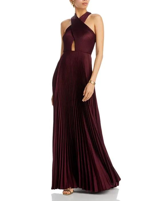 Athena Pleated Cutout Gown 