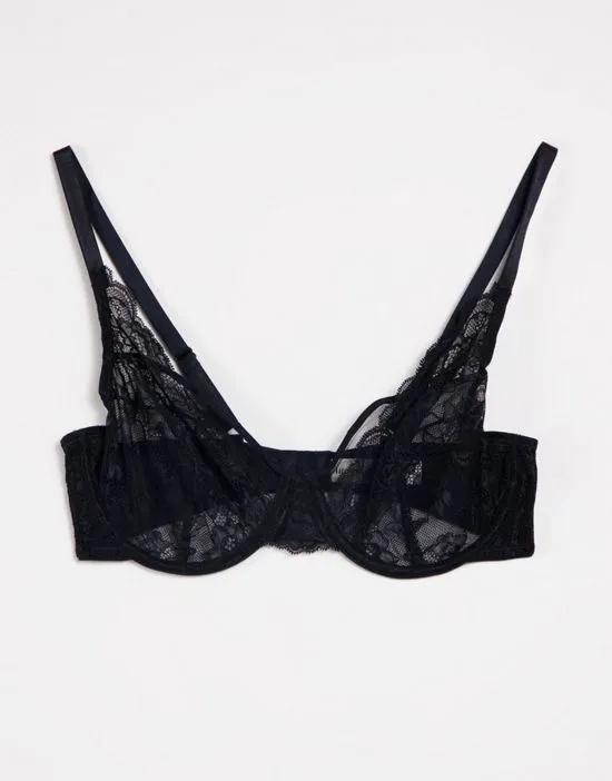 Attract Emelie lace non padded underwire bra in black