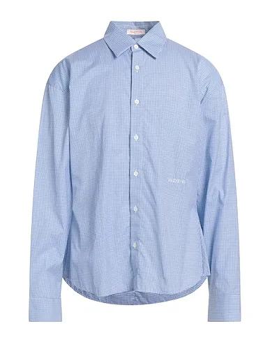 Azure Plain weave Checked shirt