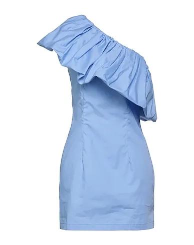 Azure Plain weave One-shoulder dress