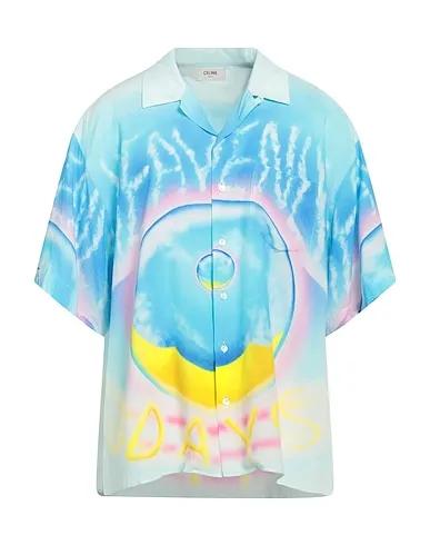 Azure Plain weave Patterned shirt