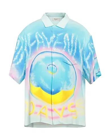 Azure Plain weave Patterned shirt