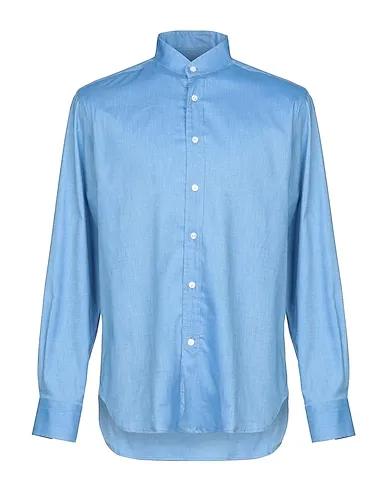 Azure Plain weave Solid color shirt