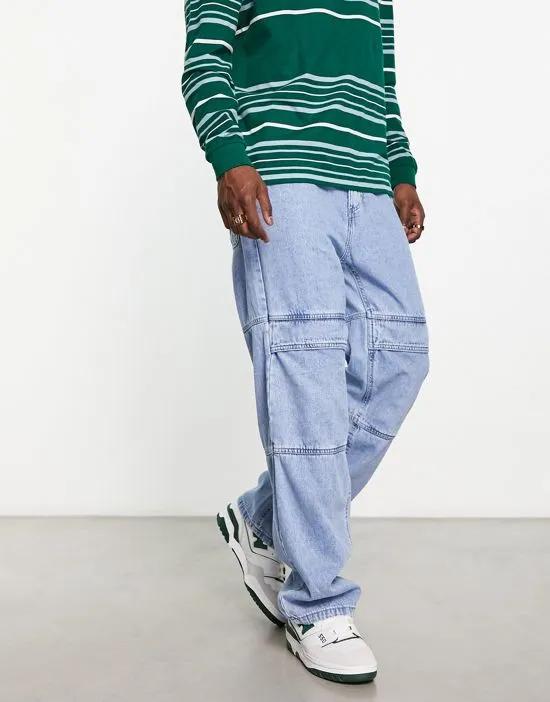 baggy cargo jeans in light blue