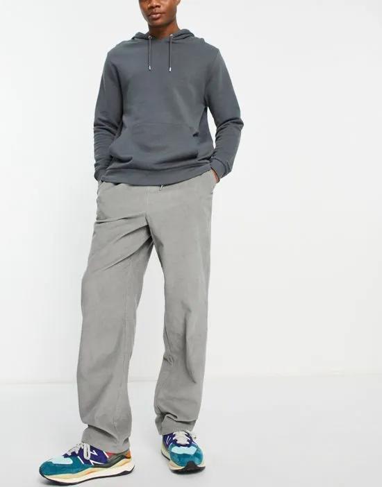 baggy cord pants in charcoal
