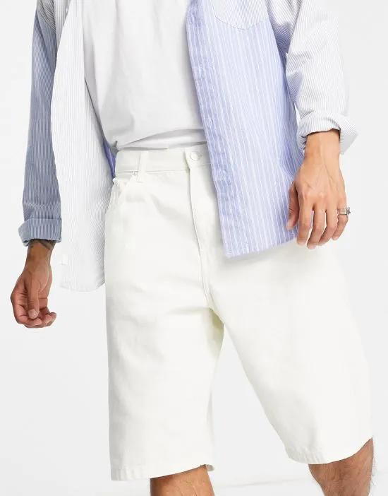 baggy fit denim shorts in ecru