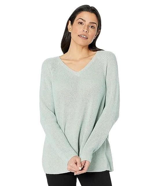 Ballet Neck Raglan Sleeve Pullover Sweater in Peruvian Organic Cotton Tencel