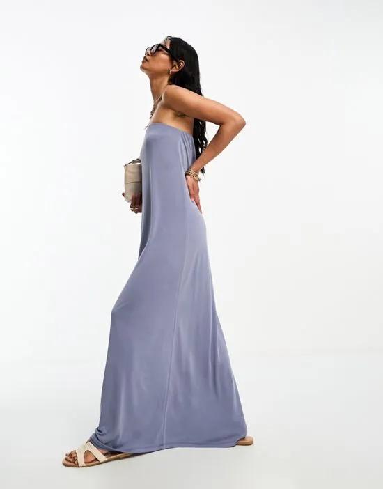 bandeau maxi dress in blue