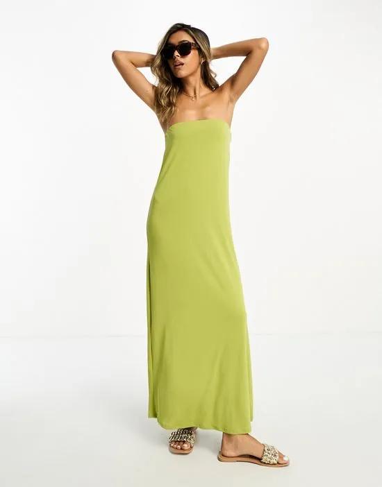 bandeau maxi dress in chartreuse