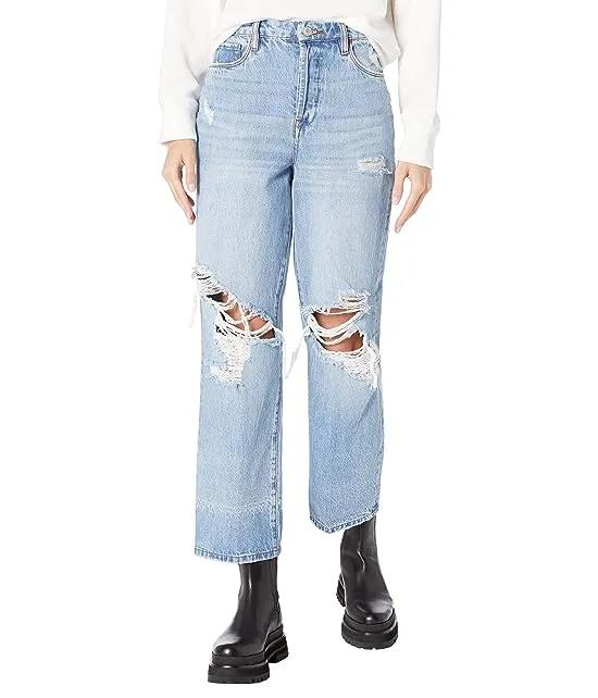 Blank NYC Baxter Rib Cage Jeans Straight Leg with Rips in Personal Best