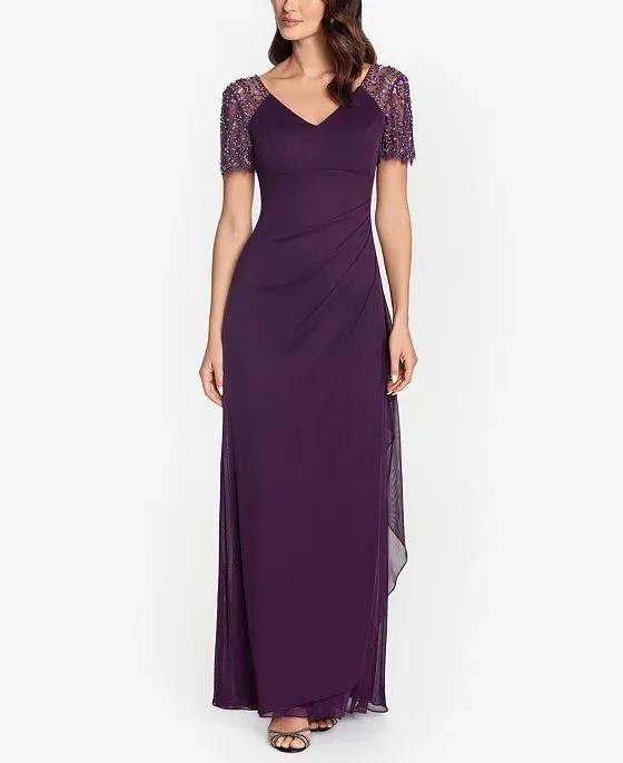 Beaded-Sleeve Gown 