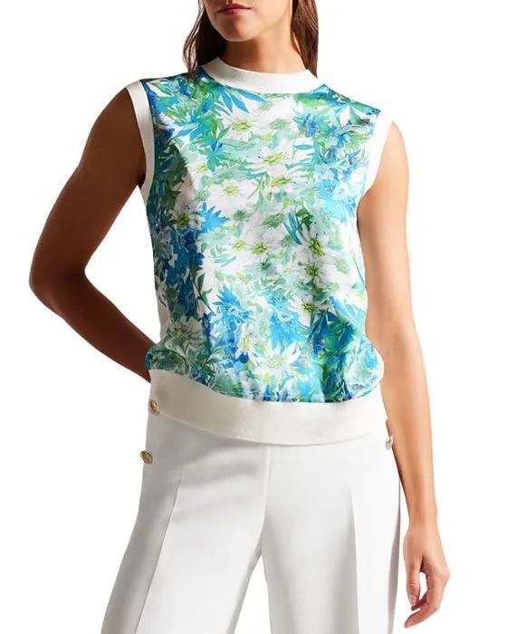 Behlla Woven Front Sleeveless Sweater