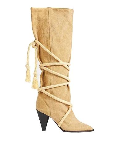 Beige Canvas Boots