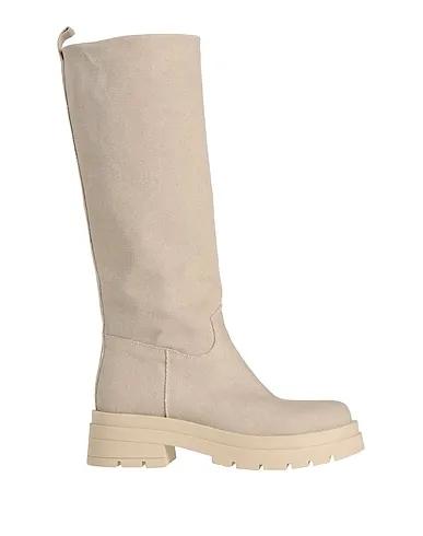 Beige Canvas Boots