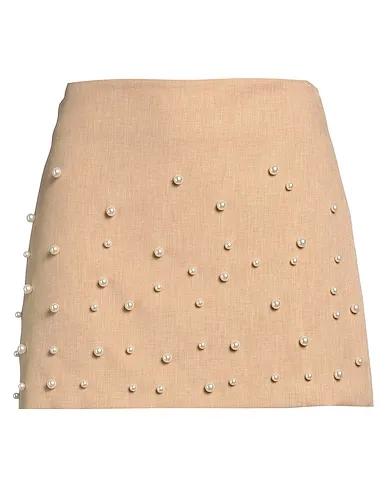 Beige Cotton twill Mini skirt