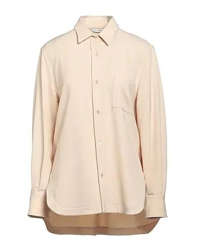 Beige Cotton twill Solid color shirts & blouses