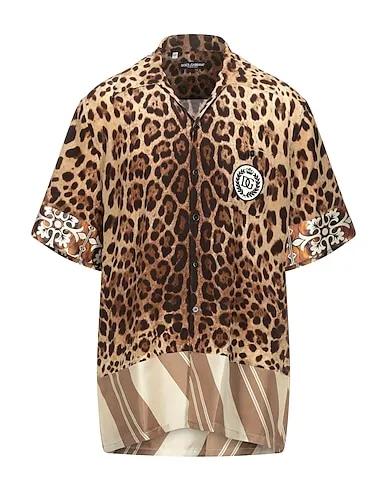 Beige Crêpe Patterned shirt