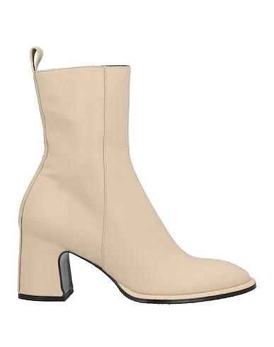 Beige Leather Ankle boot