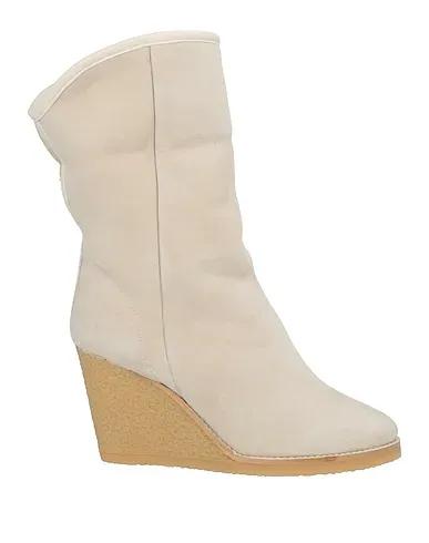 Beige Leather Ankle boot