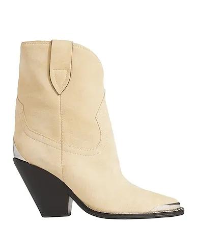 Beige Leather Ankle boot