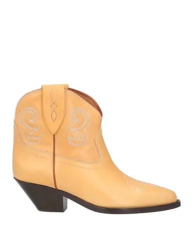 Beige Leather Ankle boot