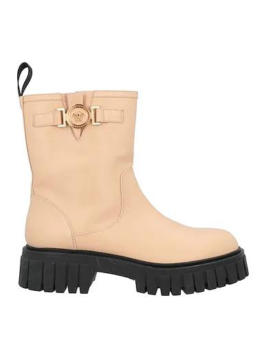 Beige Leather Ankle boot