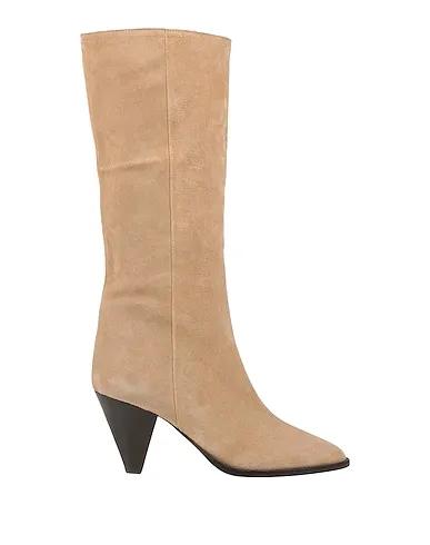 Beige Leather Boots