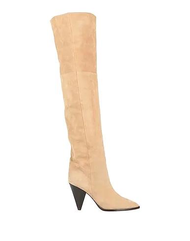 Beige Leather Boots