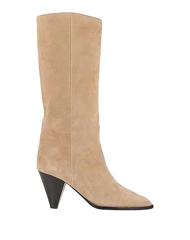 Beige Leather Boots