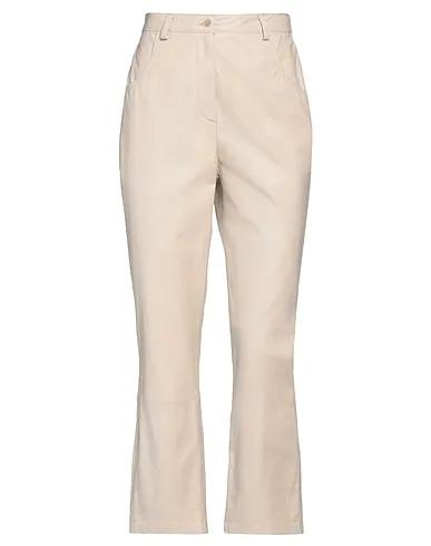 Beige Leather Casual pants