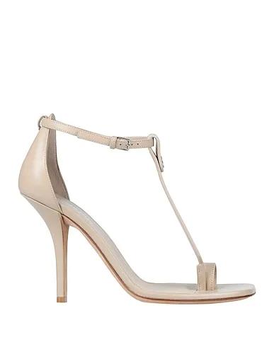 Beige Leather Flip flops