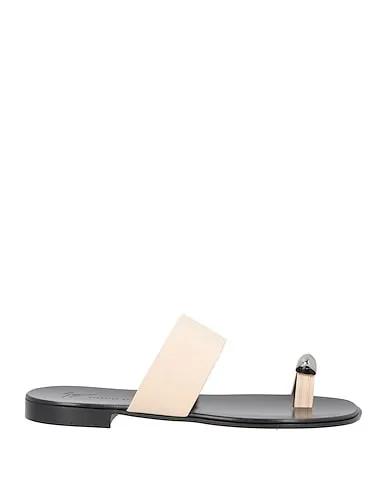 Beige Leather Flip flops