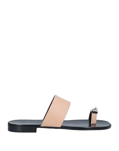 Beige Leather Flip flops