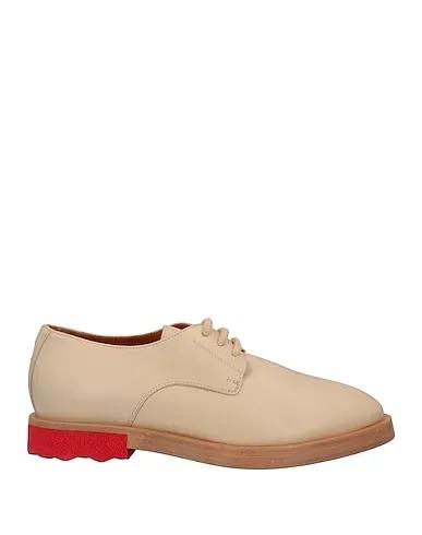 Beige Leather Laced shoes