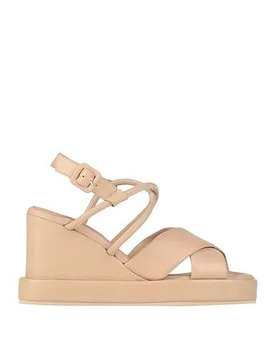 Beige Leather Sandals