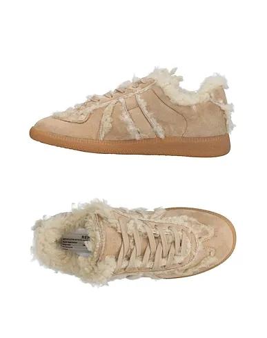 Beige Leather Sneakers