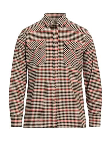 Beige Plain weave Checked shirt