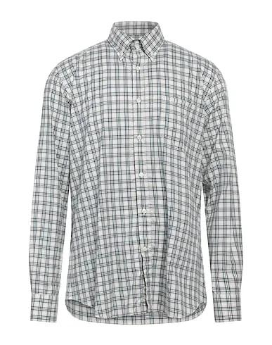 Beige Plain weave Checked shirt