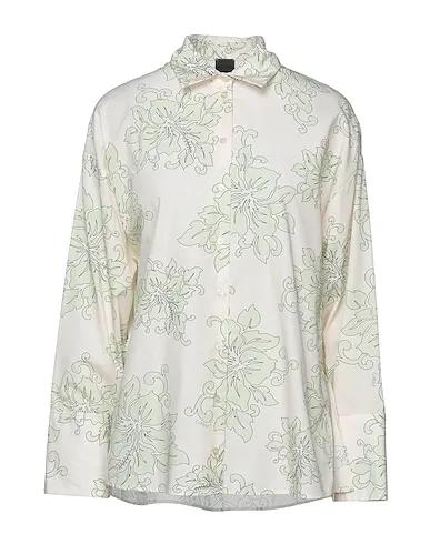Beige Plain weave Floral shirts & blouses