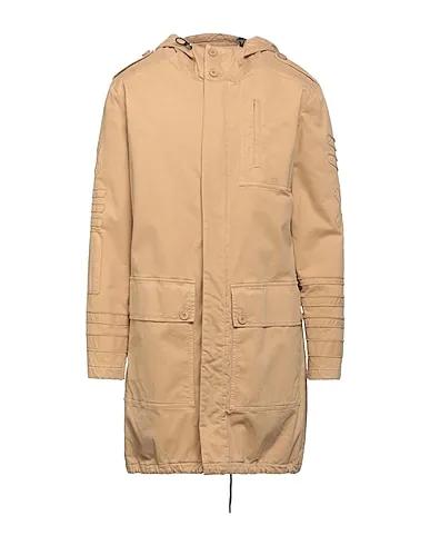 Beige Plain weave Full-length jacket