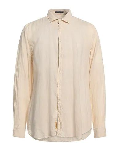 Beige Plain weave Linen shirt