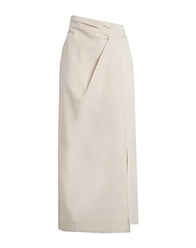 Beige Plain weave Maxi Skirts
