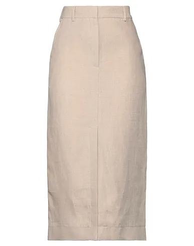 Beige Plain weave Midi skirt
