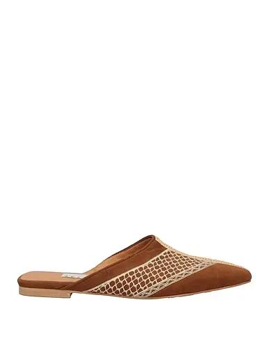 Beige Plain weave Mules and clogs