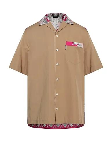 Beige Plain weave Patterned shirt
